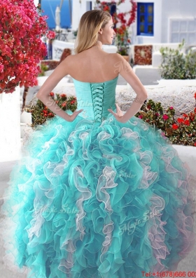 Discount Big Puffy Organza Quinceanera Dress with Beading and Ruffles