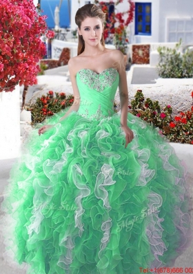 Discount Big Puffy Organza Quinceanera Dress with Beading and Ruffles