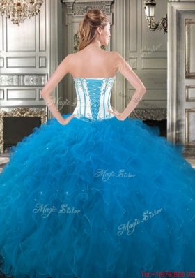 Elegant Really Puffy Visible Boning Quinceanera Gown with Beading and Ruffles