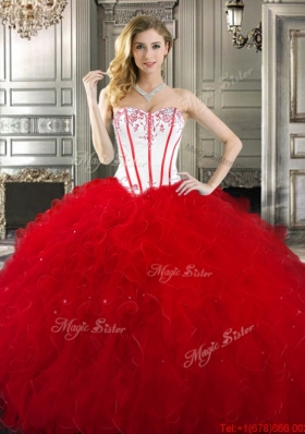 Elegant Really Puffy Visible Boning Quinceanera Gown with Beading and Ruffles