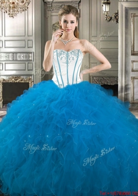 Elegant Really Puffy Visible Boning Quinceanera Gown with Beading and Ruffles