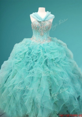 Exclusive Visible Boning Ruffled Quinceanera Dress in Apple Green