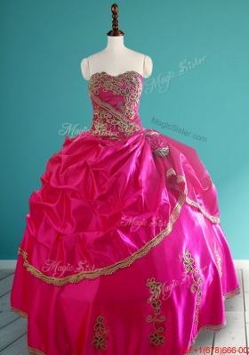 Gorgeous Hot Pink Sweetheart Quinceanera Dress with Bubbles and Appliques