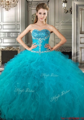 Lovely Beaded and Ruffled Tulle Quinceanera Dress in Fuchsia