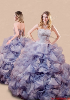 Luxurious Big Puffy Beaded and Bubble Quinceanera Gown in Lavender