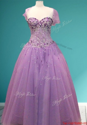 New Arrivals Rhinestoned A Line Lavender Sweet 16 Dress in Tulle