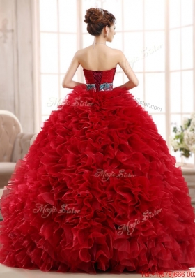 New Arrivals Wine Red Quinceanera Dress with Sash and Ruffles