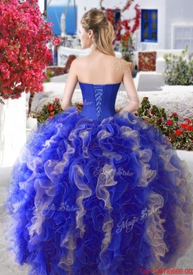 Popular Puffy Skirt Applique and Ruffled Quinceanera Gown for Spring