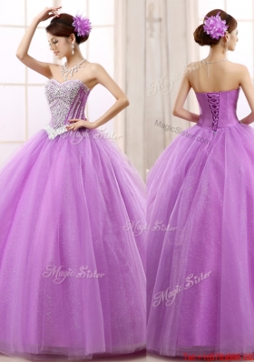 Spring Elegant Really Puffy Tulle Lilac Quinceanera Dress with Beading