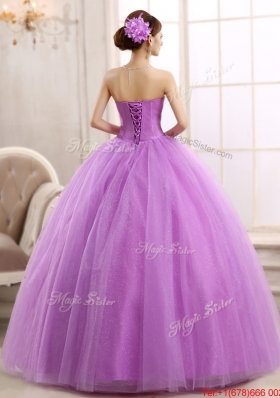 Spring Elegant Really Puffy Tulle Lilac Quinceanera Dress with Beading