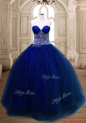 Best Selling Beaded Sweetheart Royal Blue Quinceanera Dress in Tulle