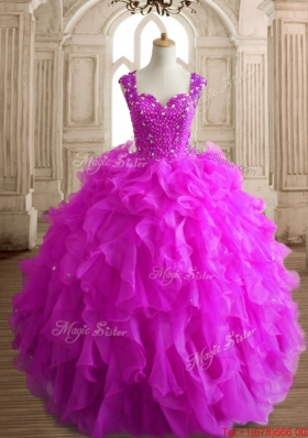 Hot Sale Lace Up Straps Sweet 16 Dress with Beading and Ruffles
