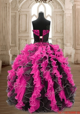 Modern Two Tone Organza Quinceanera Gown with Beading and Ruffles