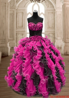 Modern Two Tone Organza Quinceanera Gown with Beading and Ruffles