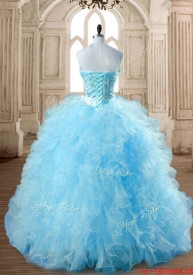 Discount Aqua Blue Quinceanera Dress with Beading and Ruffles