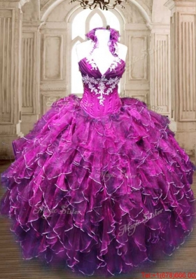 Hot Sale Applique and Ruffled Quinceanera Dress in Organza
