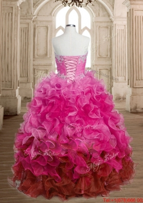 New Arrivals Beaded and Ruffled Sweet 15 Dress in Ombre Color