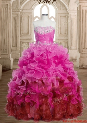 New Arrivals Beaded and Ruffled Sweet 15 Dress in Ombre Color