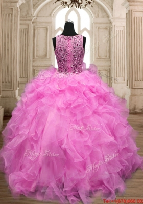 New Beaded and Ruffled Sweet 16 Dress with See Through Scoop