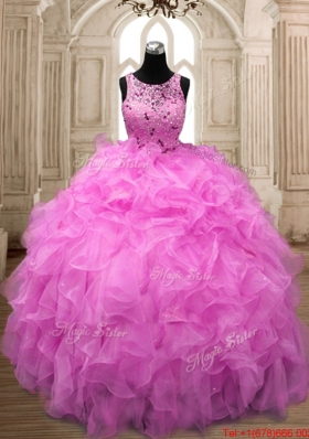 New Beaded and Ruffled Sweet 16 Dress with See Through Scoop