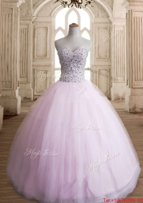 New Style Tulle Baby Pink Quinceanera Dress with Beaded Bodice