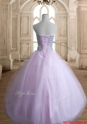 New Style Tulle Baby Pink Quinceanera Dress with Beaded Bodice