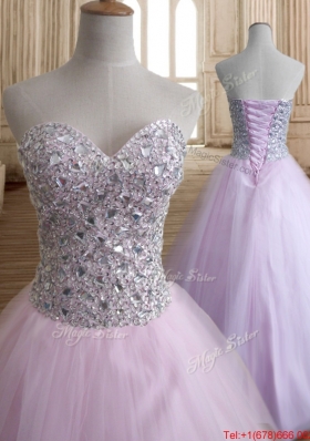 New Style Tulle Baby Pink Quinceanera Dress with Beaded Bodice