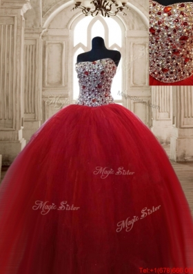 New Style Wine Red Quinceanera Dress with Beaded Bodice