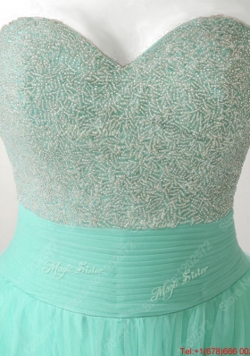 Perfect Beaded Bodice Apple Green Sweet 16 Dress with Brush Train