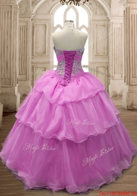 Pretty Spring Beaded Bodice Lilac Quinceanera Gown in Organza