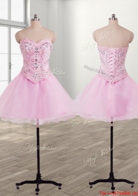 Unique Beaded and Ruffled Detachable Quinceanera Dress in Baby Pink