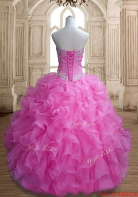 Lovely Big Puffy Lilac Sweet 16 Dress with Ruffles and Beading