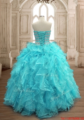 New Arrivals Ruffled Decorated Skirt Big Puffy Quinceanera Dress in Mint