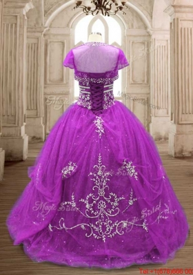 Gorgeous Applique Tulle Quinceanera Gown in Eggplant Purple