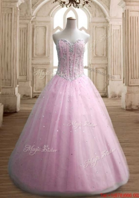Hot Sale A Line Beaded Bodice Sweet 16 Dress in Baby Pink