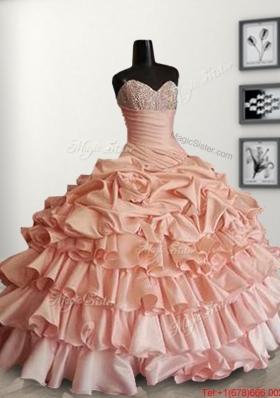 Beautiful Beaded Bust Quinceanera Dress with Bubbles and Ruffled Layers