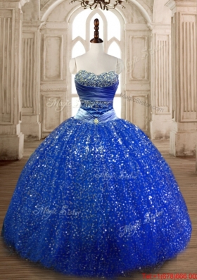 Classical Beaded and Sequined Quinceanera Gown in Royal Blue