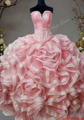 Gorgeous Big Puffy Beaded and Ruffled Quinceanera Dress in Organza