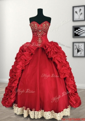 New Arrivals Puffy Skirt Red Quinceanera Dress with Taffeta and Lace
