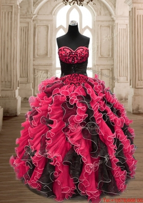 Romantic Ball Gown Backless Beaded and Ruffled Sweet 16 Dress