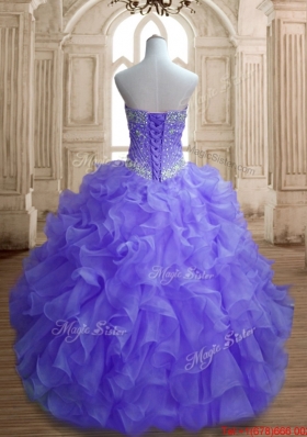 Classical Organza Beaded and Ruffled Lavender Quinceanera Gown for Spring