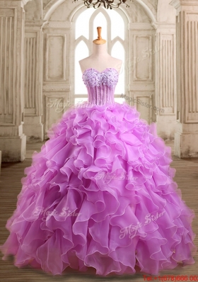 Low Price Applique and Beaded Lilac Sweet 16 Dress in Organza