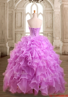 Low Price Applique and Beaded Lilac Sweet 16 Dress in Organza