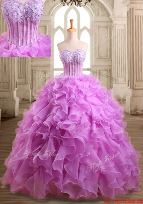 Low Price Applique and Beaded Lilac Sweet 16 Dress in Organza