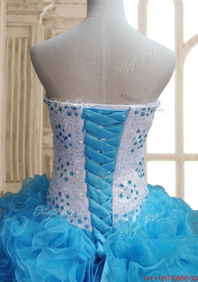 Low Price Spring Baby Blue Sweet 16 Dress with Beading and Ruffles