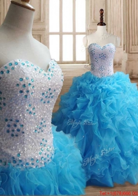 Low Price Spring Baby Blue Sweet 16 Dress with Beading and Ruffles