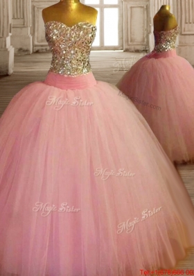 New Arrivals Baby Pink Tulle Quinceanera Dress with Beaded Bodice