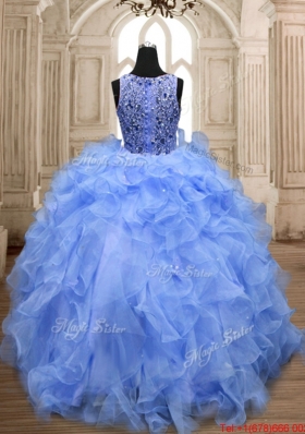 New Arrivals Organza Beaded and Ruffled Quinceanera Dress in Sky Blue