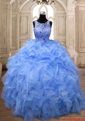 New Arrivals Organza Beaded and Ruffled Quinceanera Dress in Sky Blue