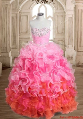 Popular Beaded and Ruffled Quinceanera Dress in Baby Blue and Royal Blue